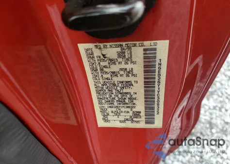 2000 Nissan Frontier King Cab Xe z USA, uszkodzony, nr VIN 1N6ED26Y1YC308322